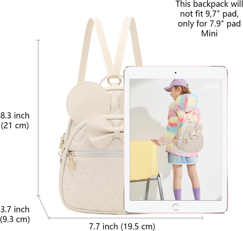 KL928 Girls Mini Backpack Bowknot Polka Dot Cute Small Daypacks Convertible Shoulder Bag Purse for Women - Image 2
